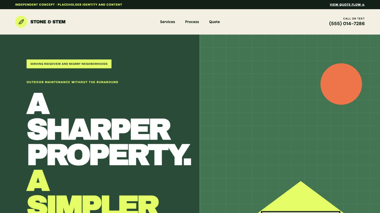 One of the included configurable local-service demo websites